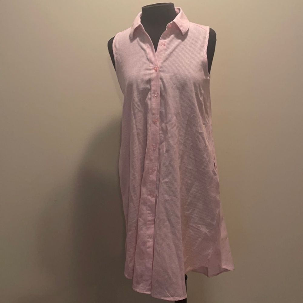 New! Pink Stripe Shirt Dress
